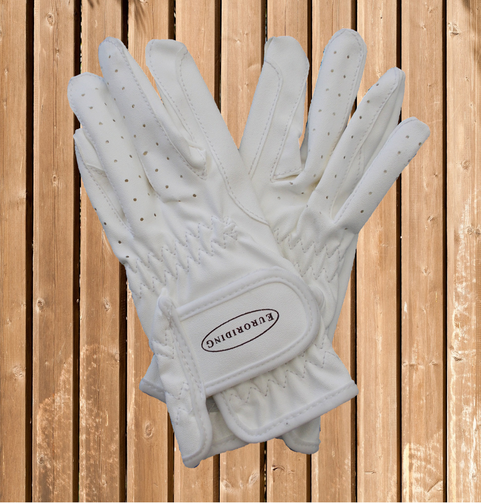 Euroriding Handschuh Basic Serino, Lederoptik, weiß